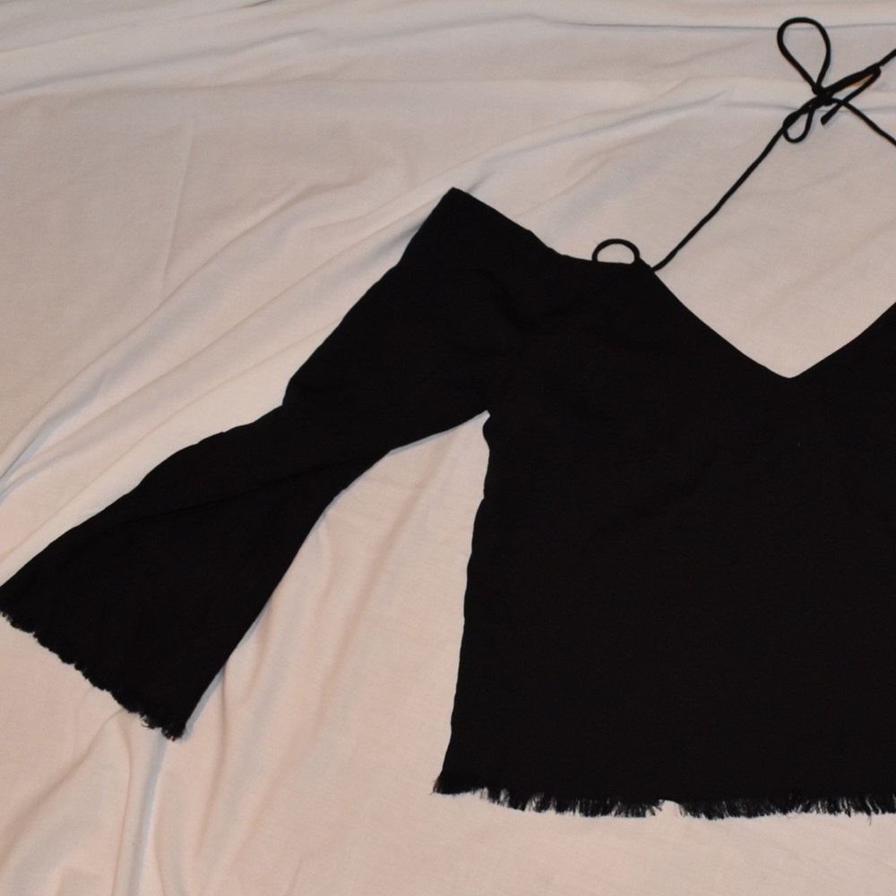 Black Long Sleeve Hunter Neck Top - Picture 3 of 5